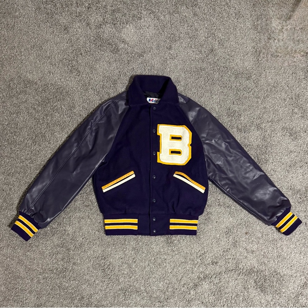 Vintage Varsity Jacket Meca Made In USA 1990S Dark Violet XS